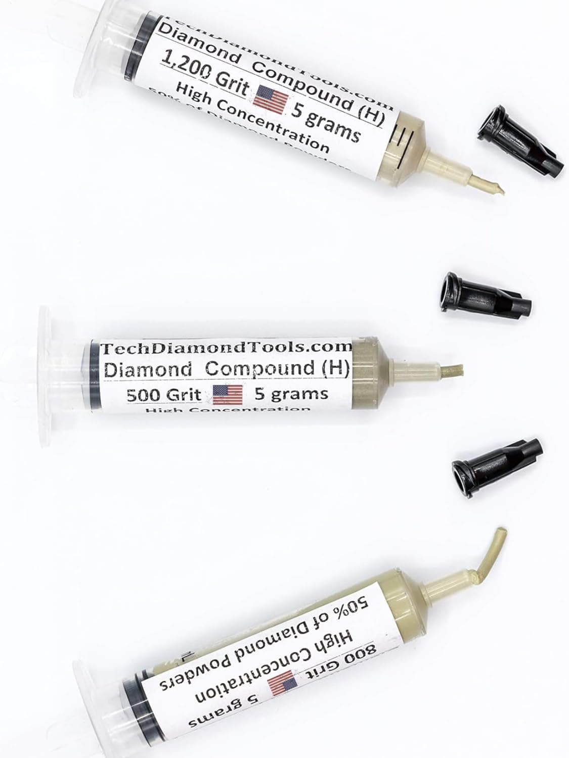 TechDiamondTools Kit of 3 Diamond Lapping Paste Polishing Compound USA Made 500 800 1200 Grit Lapidary Paste for Rock Glass Metal Jewelry Resin Marble with High Concentration of Diamond Powder