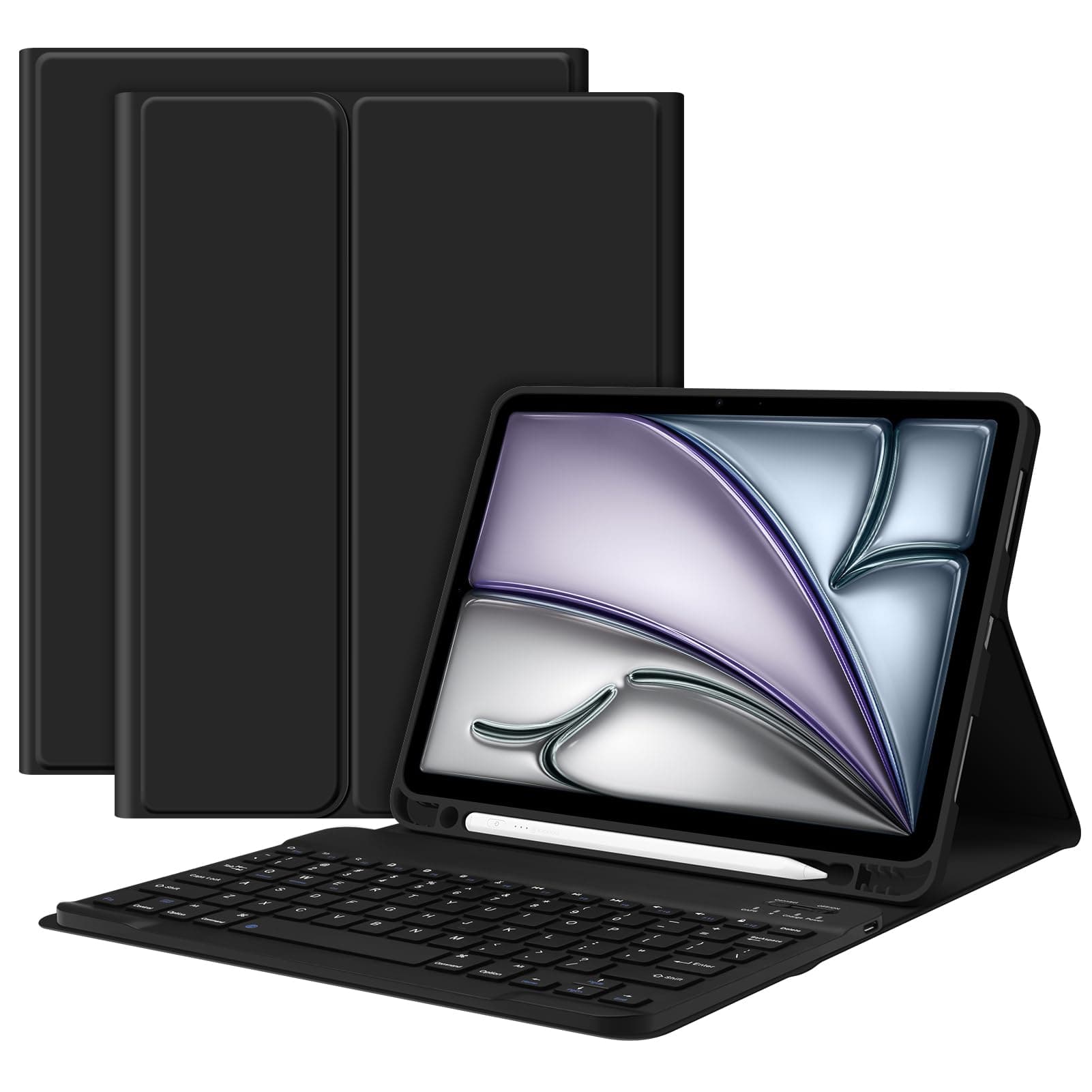 GOKOCO Keyboard case for iPad Air 11" M3 2025/Air 6th 11" M2 2024,iPad Air 5th/4th Gen 10.9" 2022,Detachable Bluetooth Keyboard Cover with Pencil Holder,Auto Sleep-Black