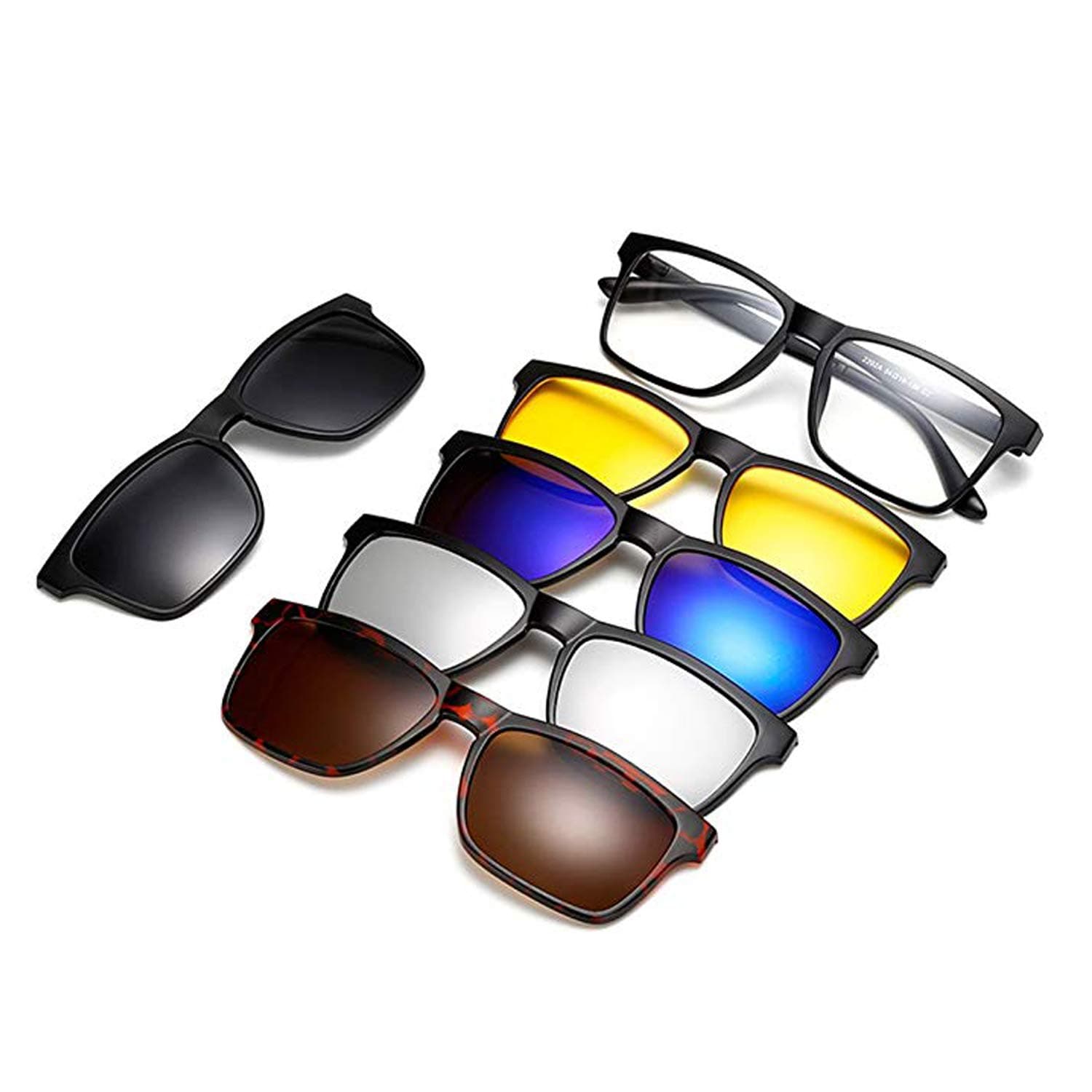GIZMOBITZ Resin Magnetic Inter-Changeable Colour Glasses with Pouch (Black) -5 Pieces