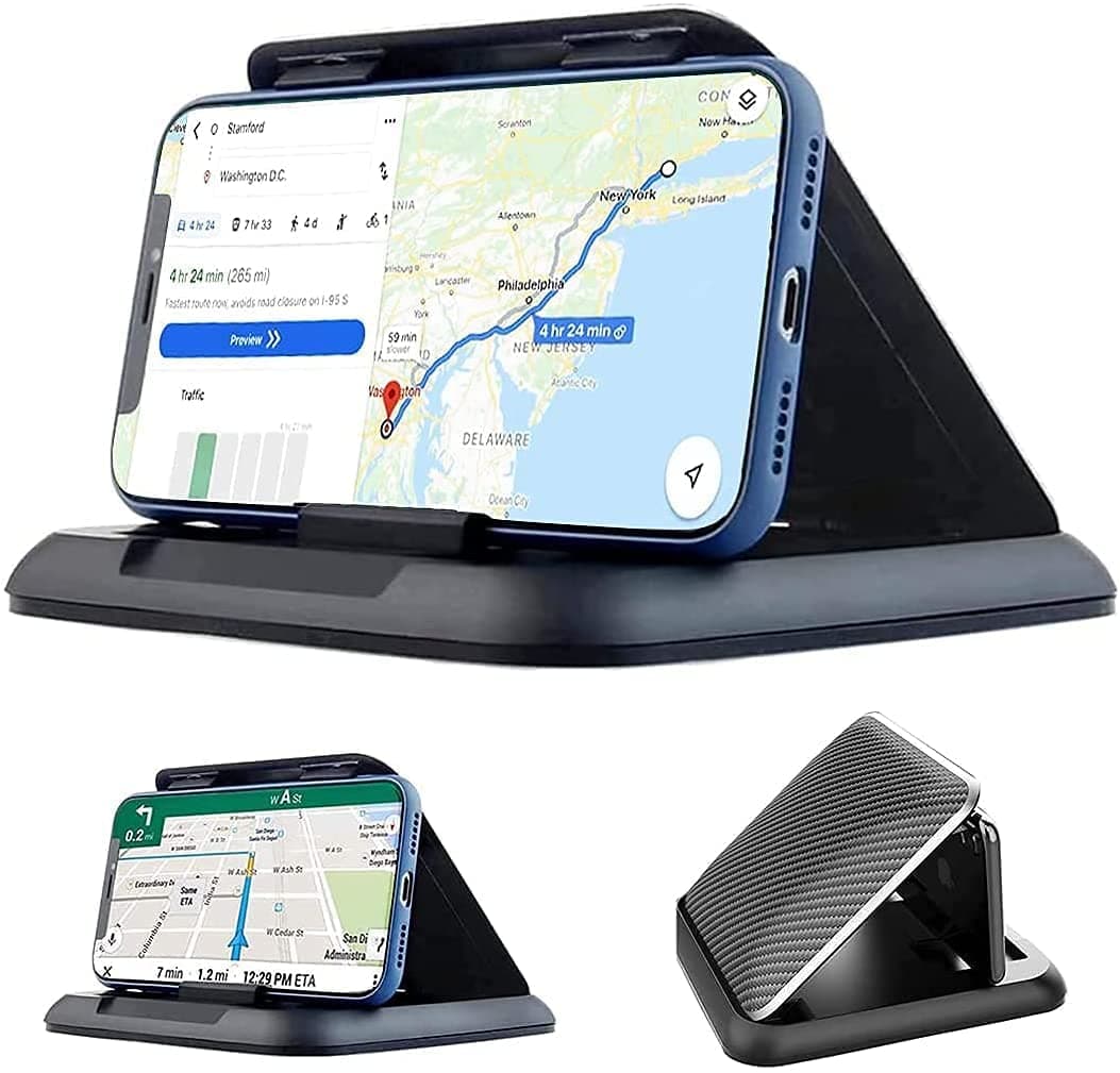 MAKINGTEC Car Phone Holder, Car GPS Mount, Silicone Car Mat, Anti-Slip Desk Phone Mount, for All Kinds of Dashboard Center Console Phone Mount Compatible with iPhone/Android/GPS Devices