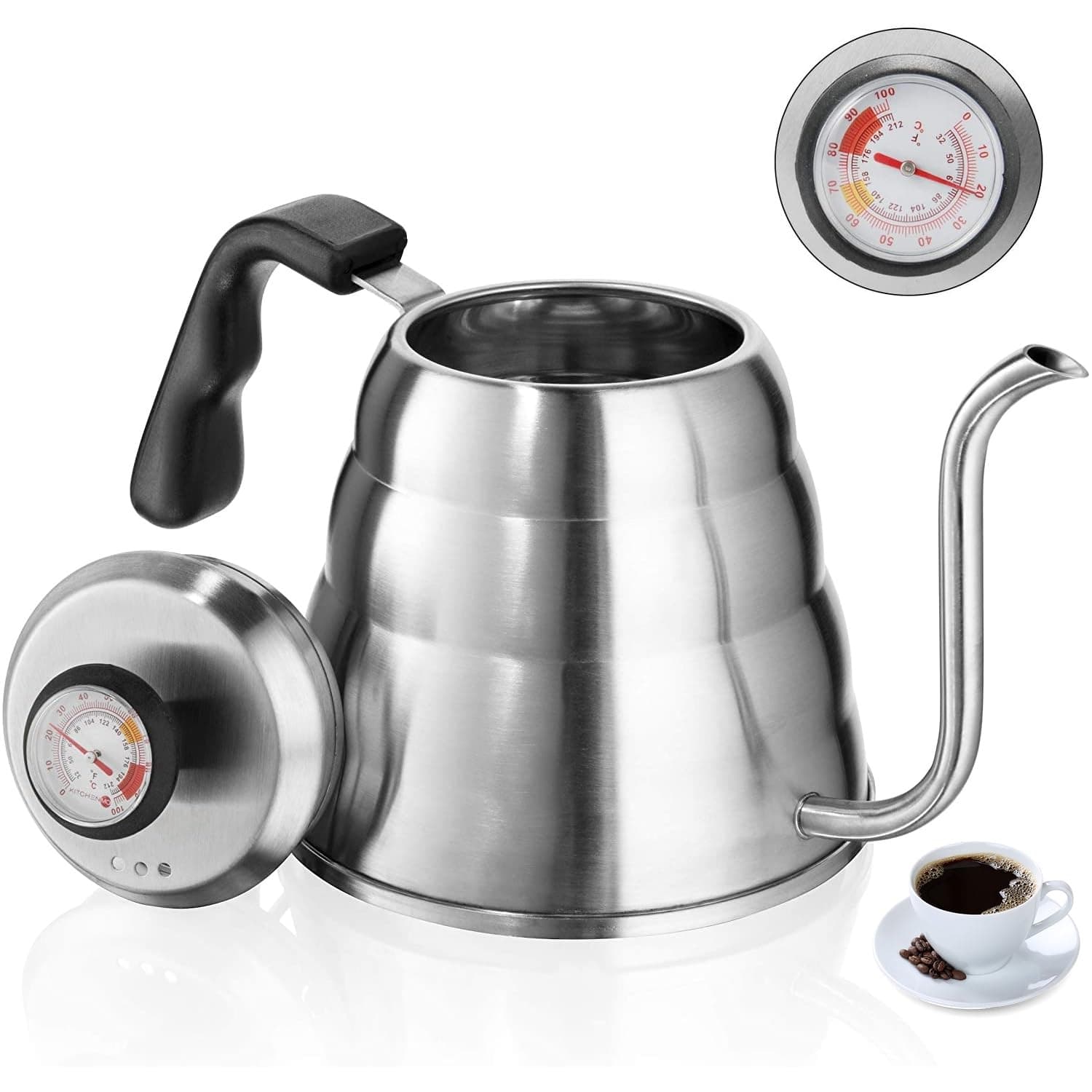 ازما ايه اي اي غلاية قهوة مع ميزان حرارة بدقة، وعاء بفوهة عنق الاوزة لتقطير ا...