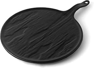 TAGROCK Melamine Pizza Serving Platter, Tray | Elegant Black Pizza Bat - Set of 3, Black