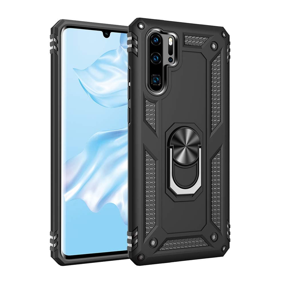 Cubix Back Cover for Huawei P30 Pro Robot Series Back Cover Case Scratch Free Slim Hybrid Defender Bumper Shock Proof Case Cover with Kick Stand (Black)