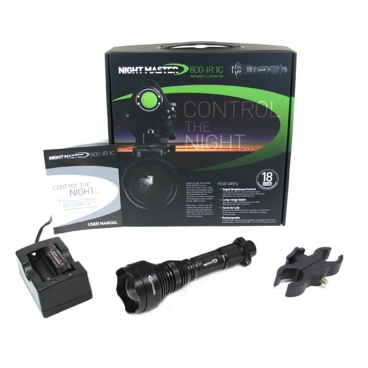 Night Master Men's 800 IC 940nm Ir Illuminator with Fast Brightness Control LED Pulsar Kit - Black