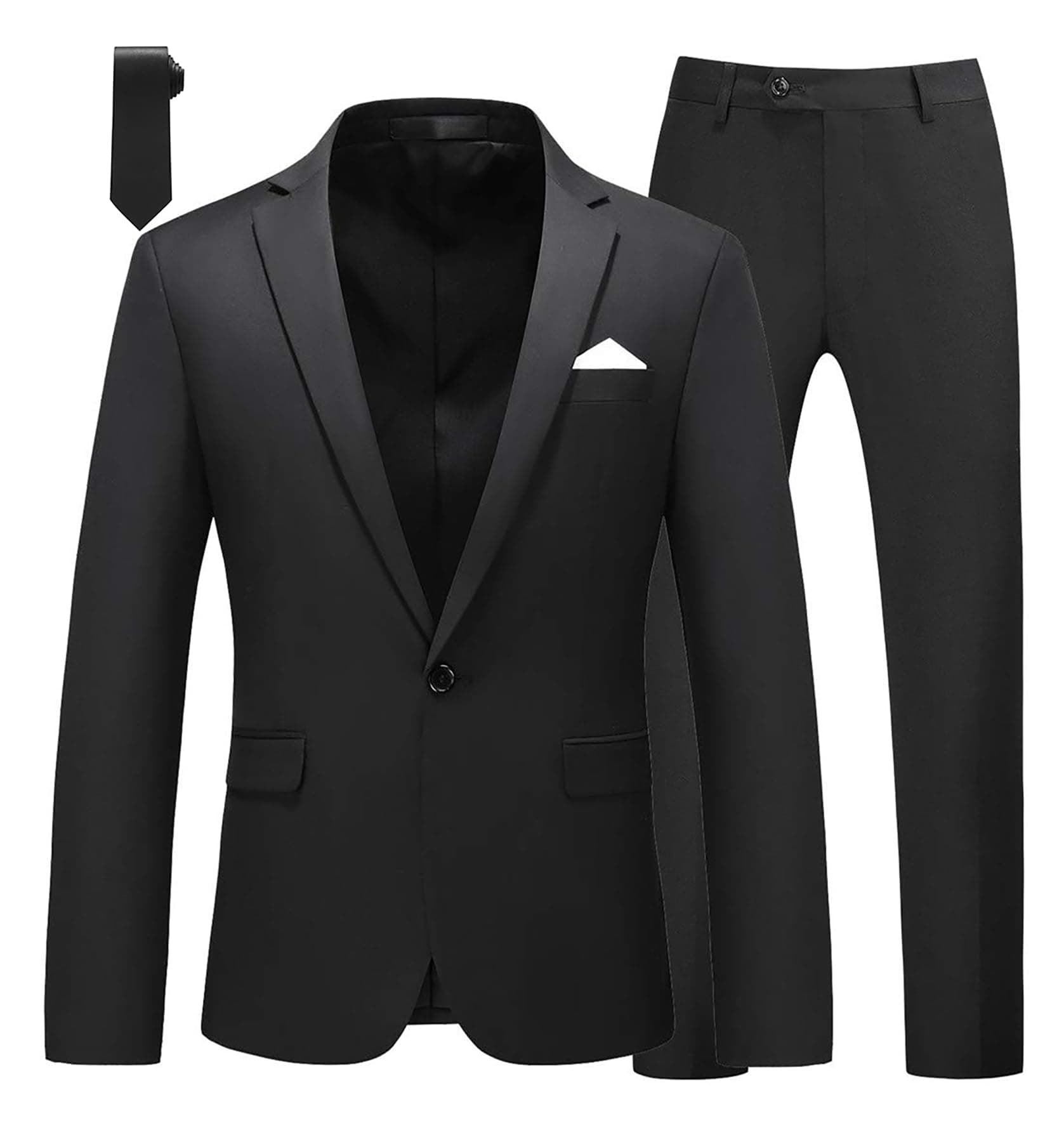 MOGUMen's Slim Fit 2-Piece Tuxedo Suit One-Button Jacket & Pants Set for Wedding, Prom, and Formal Events