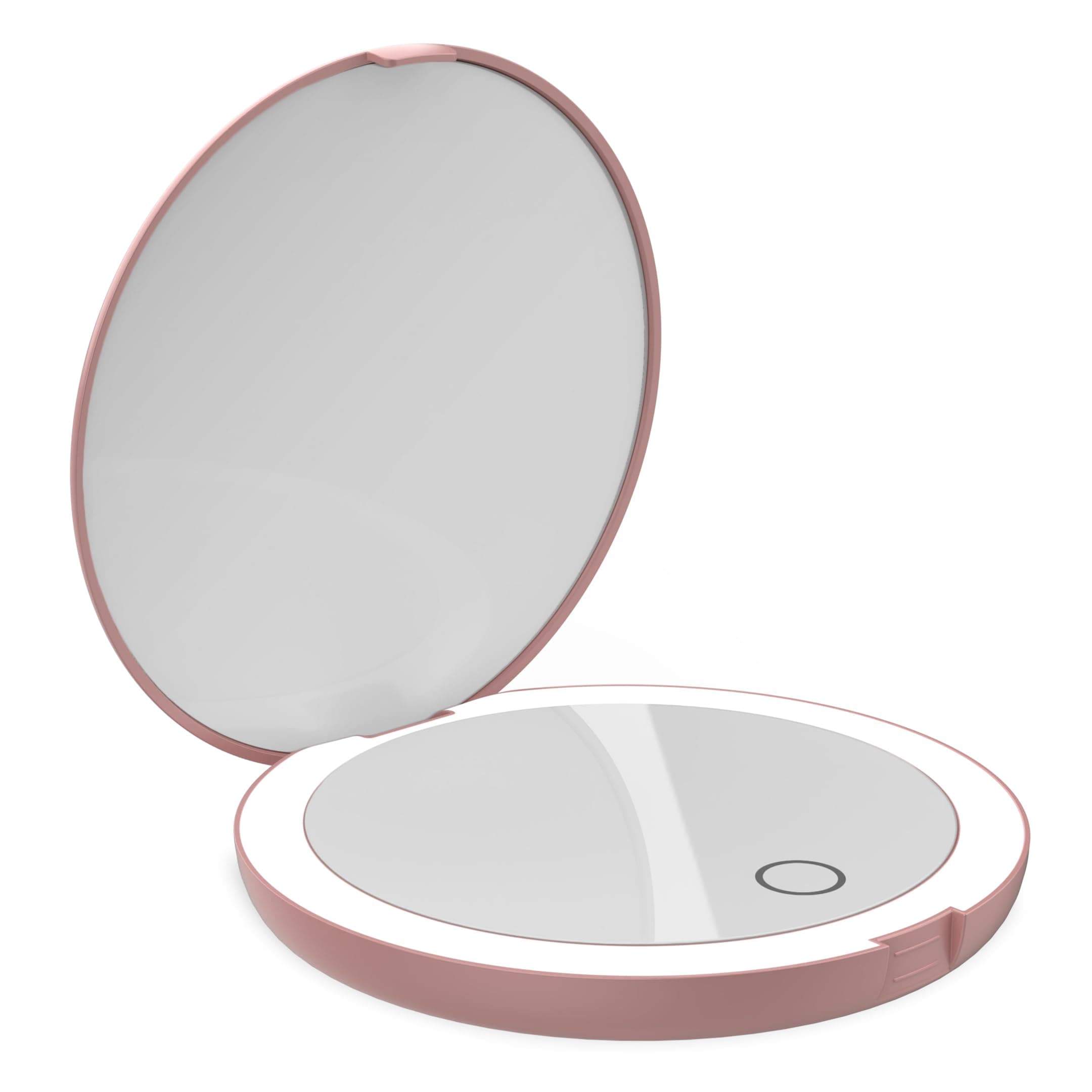 Compact Travel Mirror | Travel Makeup with Light | LED Lighted Vanity with 3 Light Modes | 7X Magnification Folding Portable & Rechargeable | Rose Gold