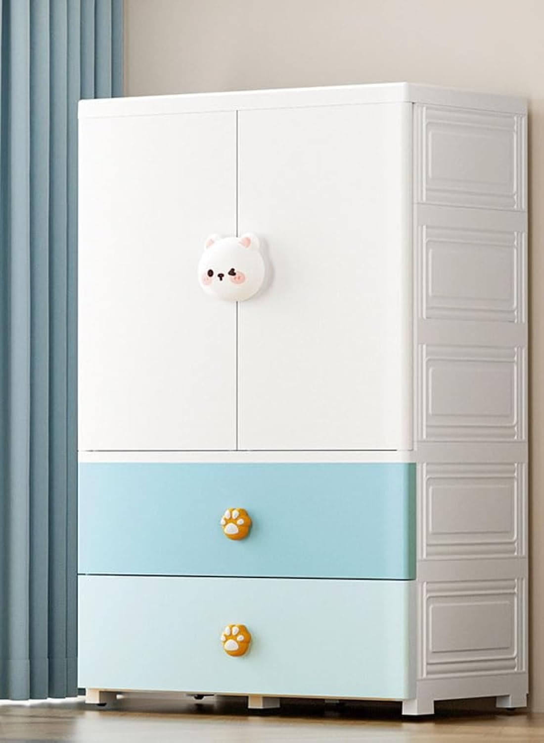 NKX 3 Layers Stylish Multi-Functional Storage Cabinet & Children's Wardrobe Blue Rabbit Design