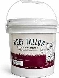Beef Tallow for Cooking 7 LB Bulk Pail w/Safety Seal No Additives or Preservatives