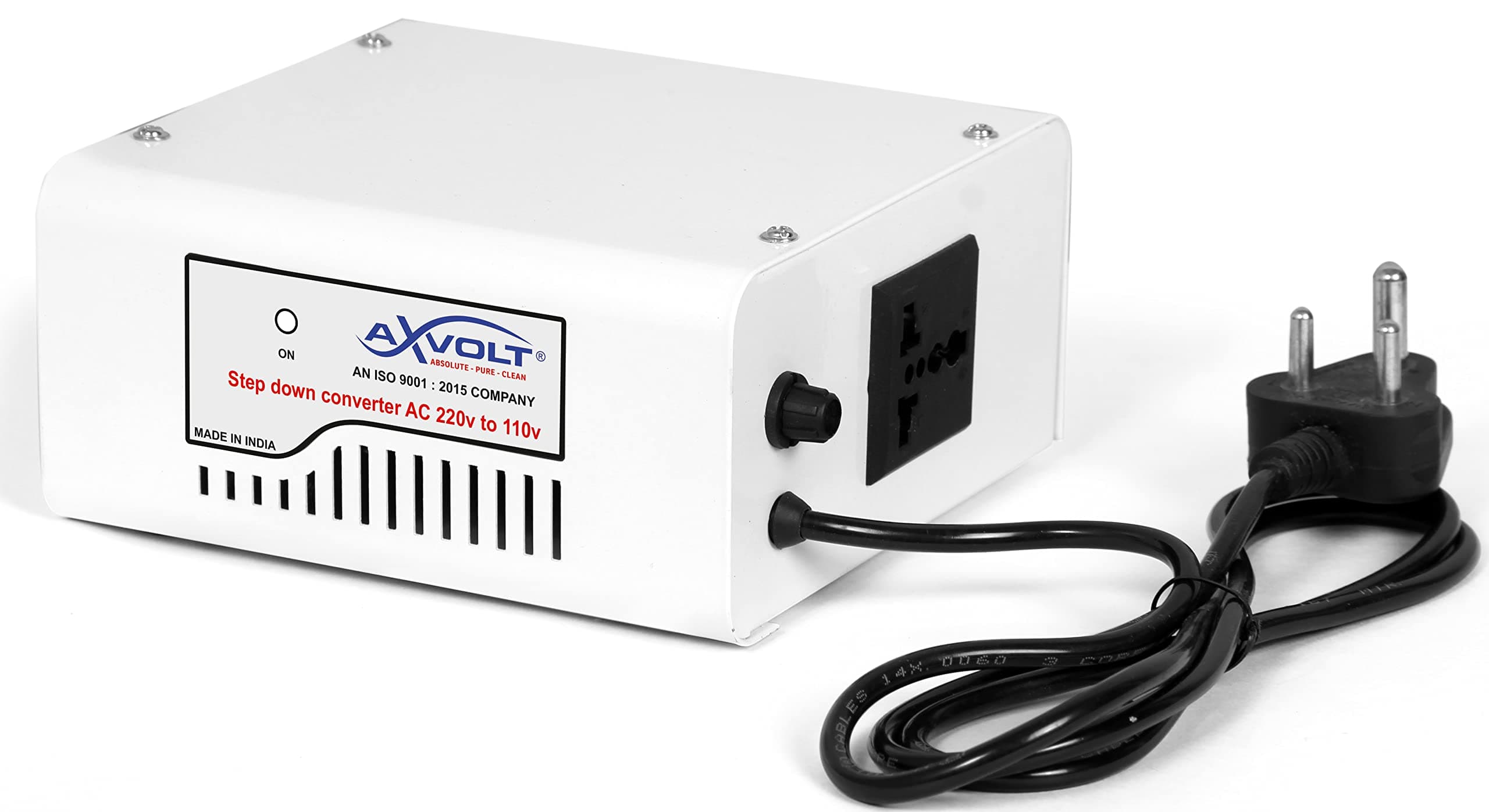 Axvolt 220V/240V to 110V/120V Copper Step Down Transformer Voltage Converter | 150W Transformer for US Japan Appliances in India | Compact Travel-Friendly | White Color