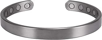 MagnetRX® Magnetic Bracelets for Men & Women - Elegant Bangle Men’s Cuff - Golf/Tennis Elbow & Balance, Stainless Steel Magnetic Bracelets for Women (Brushed Silver | Small)