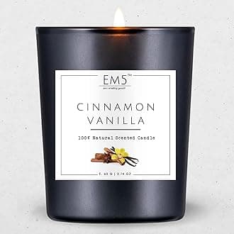 Em5 Cinnamon Vanilla Scented Wax Candle | Smokeless & Non-Toxic Candles For Home Decor & Aromatherapy | 60 Gm | Long Burning Time Up To 20 Hours | Best For Gifting
