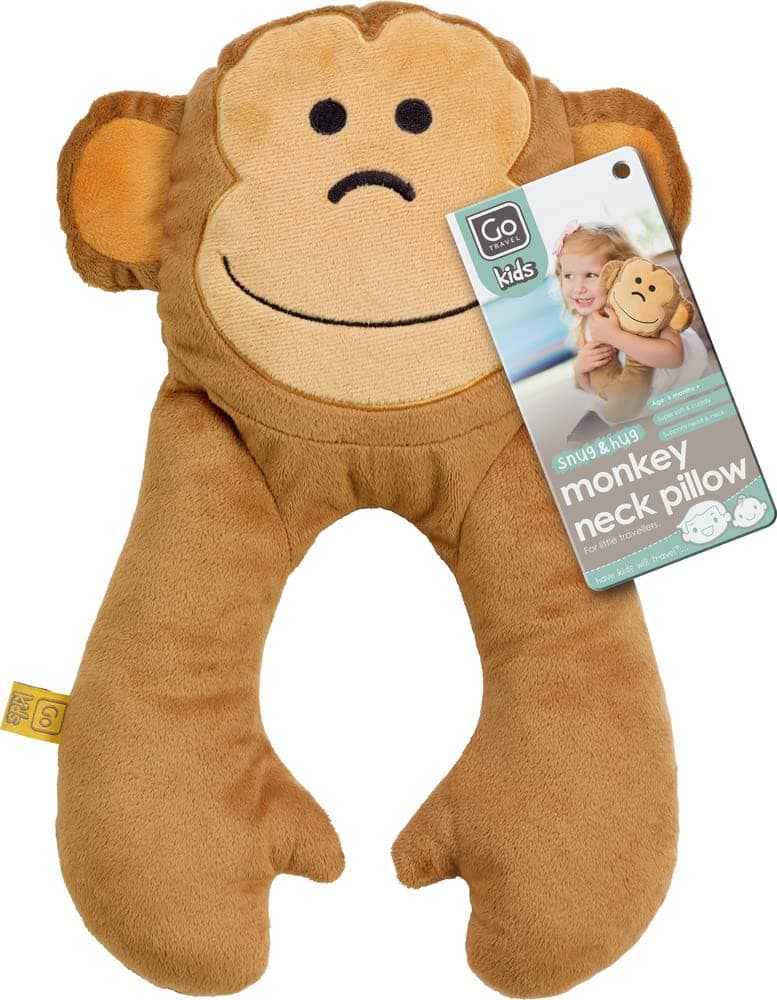 Go Travel Monkey Flat Neck Pillow - Brown