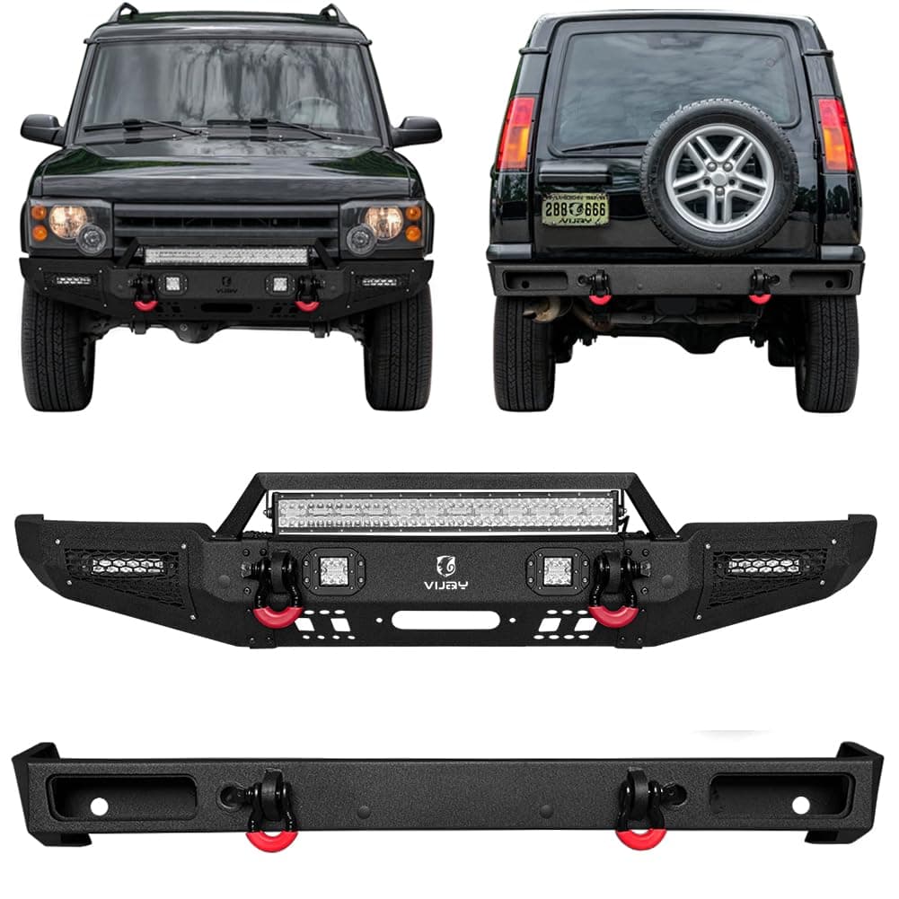 Vijay Front and Rear Bumper Compatible with 1999-2004 Discovery 2 Ⅱ with Winch Plate and Light