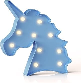 Blue Unicorn Decor, Battery Powered Unicorn Night Light for Kids, Unicorn Party Decorations, Unicorn Birthday Decorations for Girls, Girls Night Light, Girls Room Decor