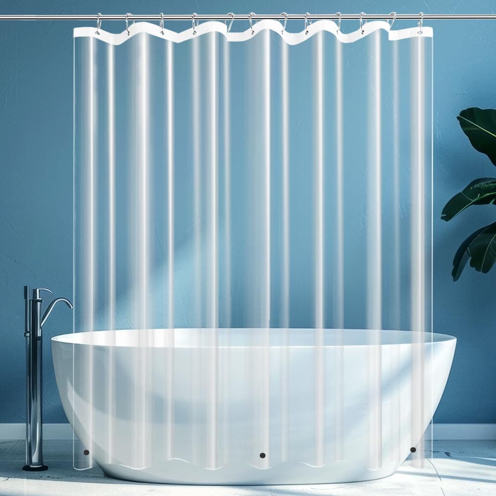 Ga-Geetopia Clear PEVA Plastic Shower Curtain Liner Premium Light Weight 72" x 72" Transparent Bathroom Shower Showroom Curtain Liner with Rustproof Metal Gromments and Weighted Magnet