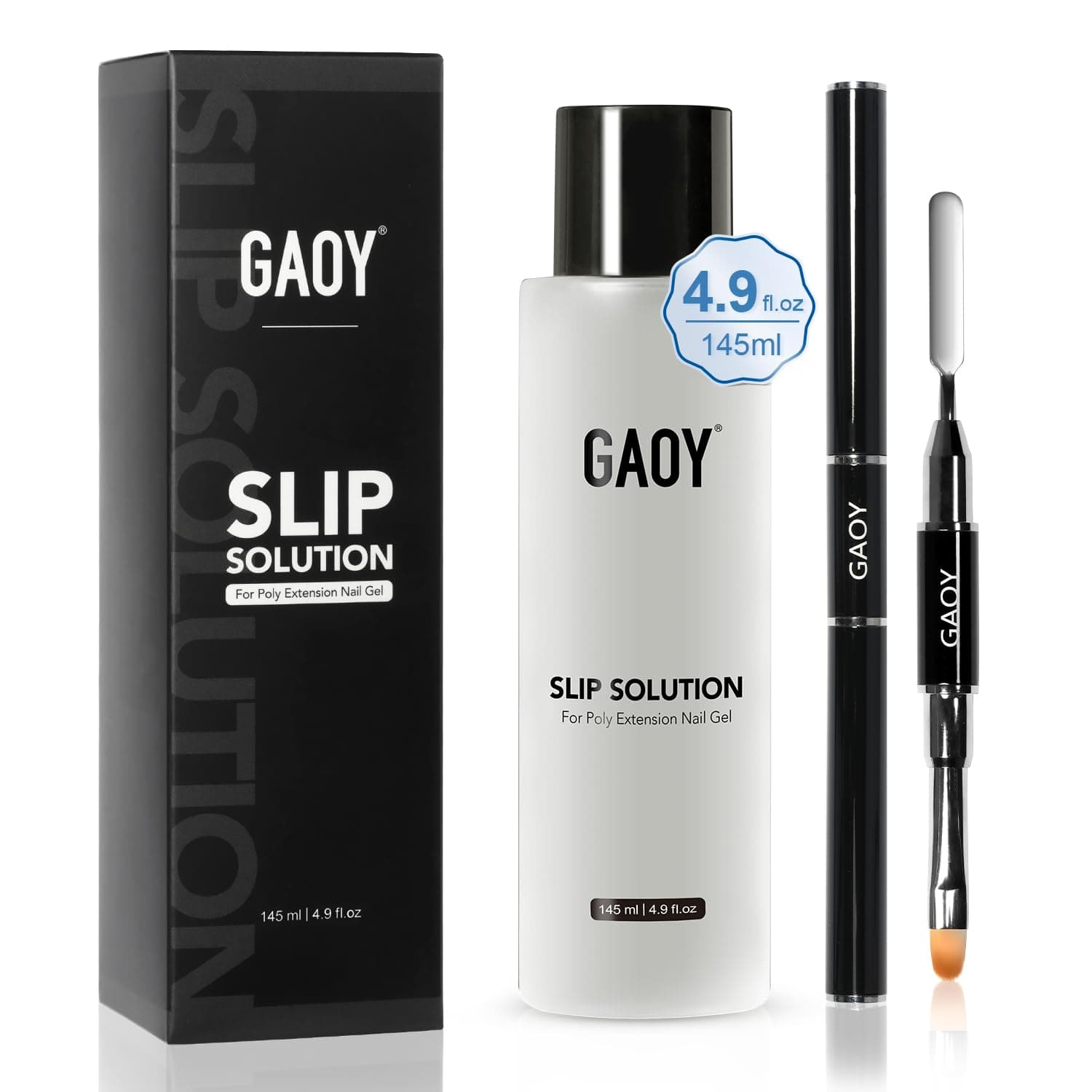 GAOY Poly Gel Slip Solution Set, 145ml Anti-stick Gel Liquid Solution with Nail Art Brush, for Building Extension Gel Nails DIY at Home