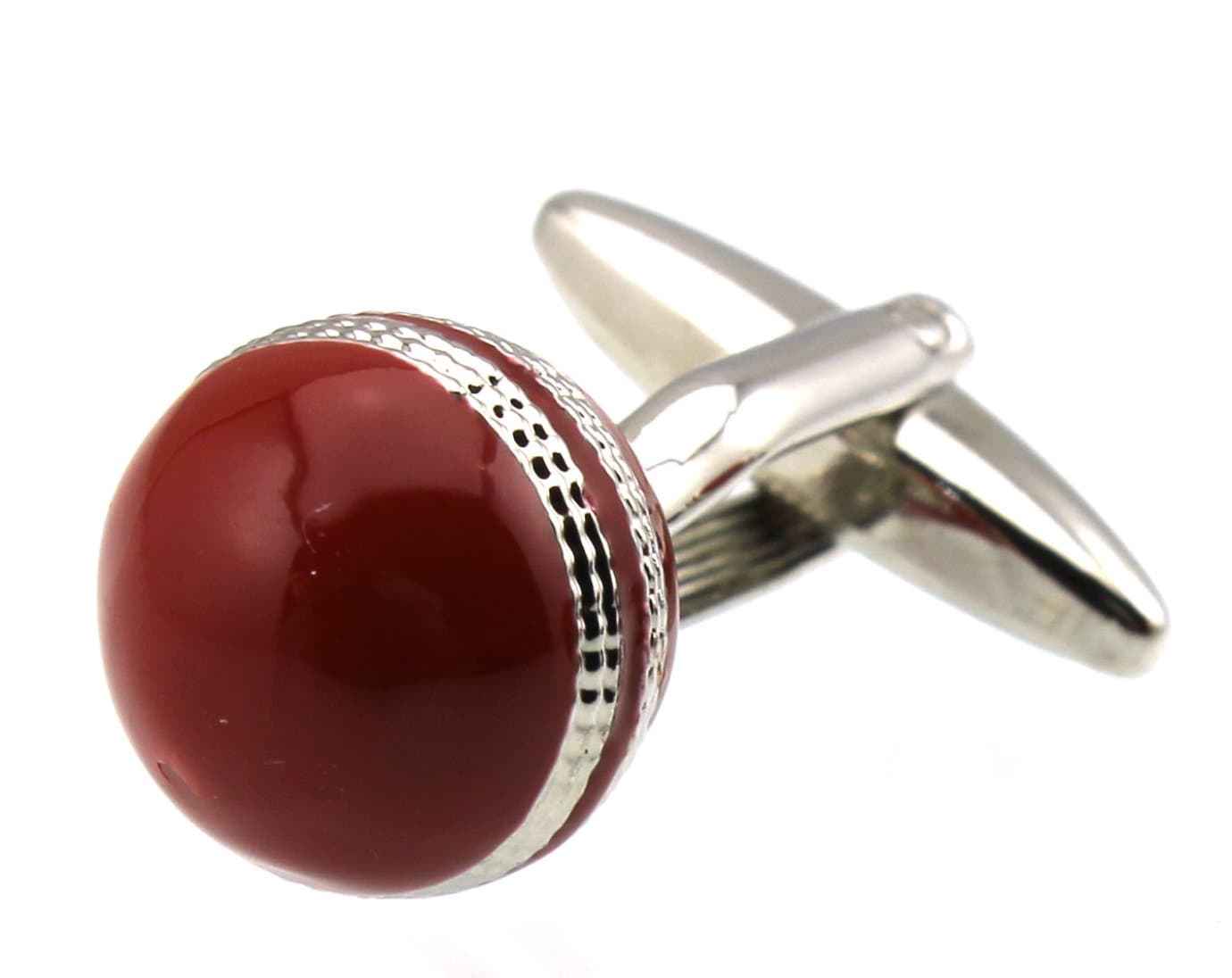 Sunnylink Cufflinks Cricket Ball Silver Red Cuff Links