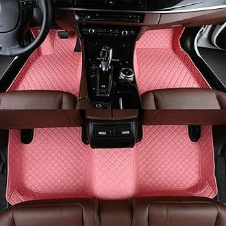 Custom All-Weather Protection Leather Car Floor Mats for Cars Sedan SUV Sports Car Waterproof Floor Mat (Pink)