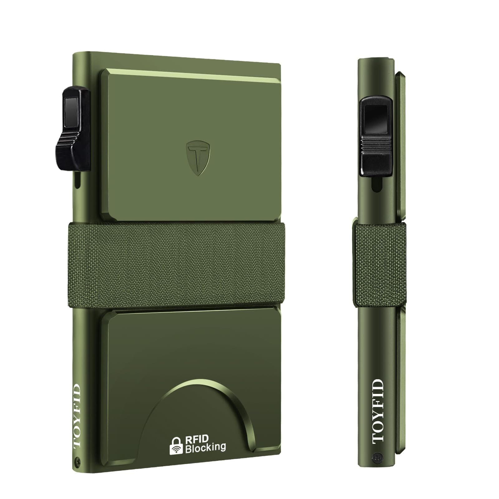 Slim Card Wallet,Minimalist Metal Wallets Pop Up Quick Access Card Holder for Men RFID Blocking Protection 12+ Card Capacity Expandable Backplate & Cash Band for Breast/Back/Front Pocket,Green