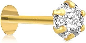 MAJIRound Diamond 14Karat Pure Yellow Gold Nose Pins Studs For Women And Girl