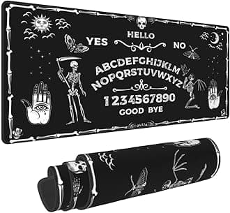 Ouija Game Skeleton Divination Sickle Palm Gaming Keyboard Mouse Pad Mousepad Accessories Huge Extended XL Stitched Edge Rubber Sole for Home Office(31.5"X 11.8")