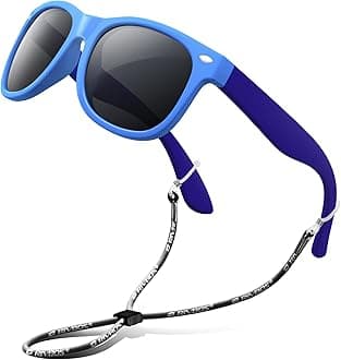 Kids Sunglasses Polarized UV Protection Flexible Rubber Glasses Shades with Strap for Boys Girls RBK004