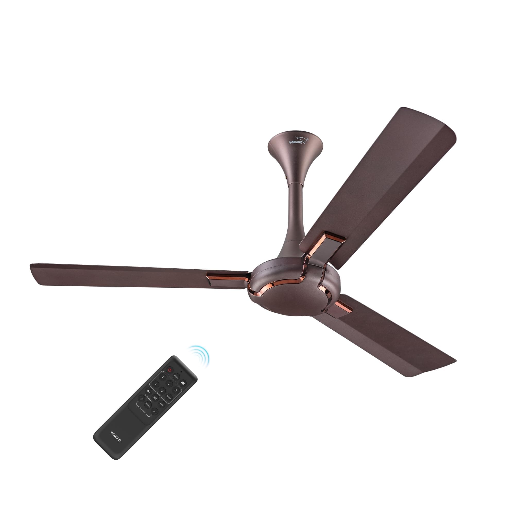 V-Guard Exado Pro ES BLDC Ceiling Fan | Remote Control | Anti Dust Coating | BEE 5 Star Rating | 400 RPM | 100% Copper Motor | 1.2M (Elegance Brown Matte), 1.2 Metres