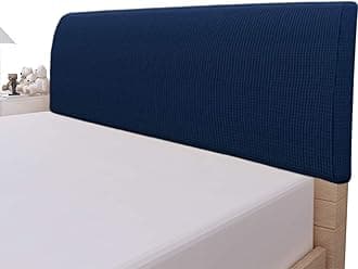 Easy-Going Stretch Bed Headboard Cover,Small Square Jacquard Headboard Slipcover, Dustproof Bed Head Cover for Bedroom (Twin,Navy)