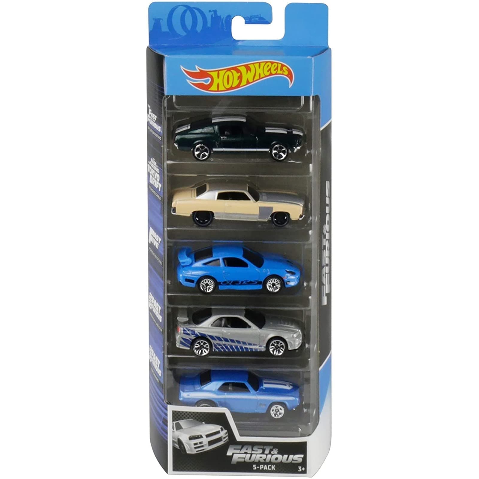 Hot Wheels Fast & Furious 5-Pack 1:64 Scale Vehicles Instant Collection Toy Cars for Fans of Fast and Furious Gift Ages 3 and Older