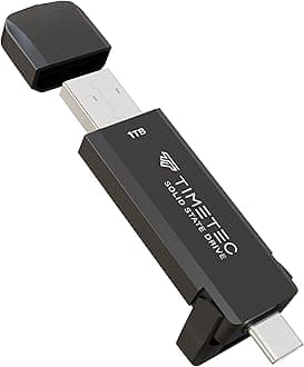 Timetec1TB Pro Portable USB 3.2 Gen 2 Type-C/Type-A SSD Read Speed 1000MB/s Solid State Drive Stick for iPhone 15/Android/Tablet/Windows/Mac