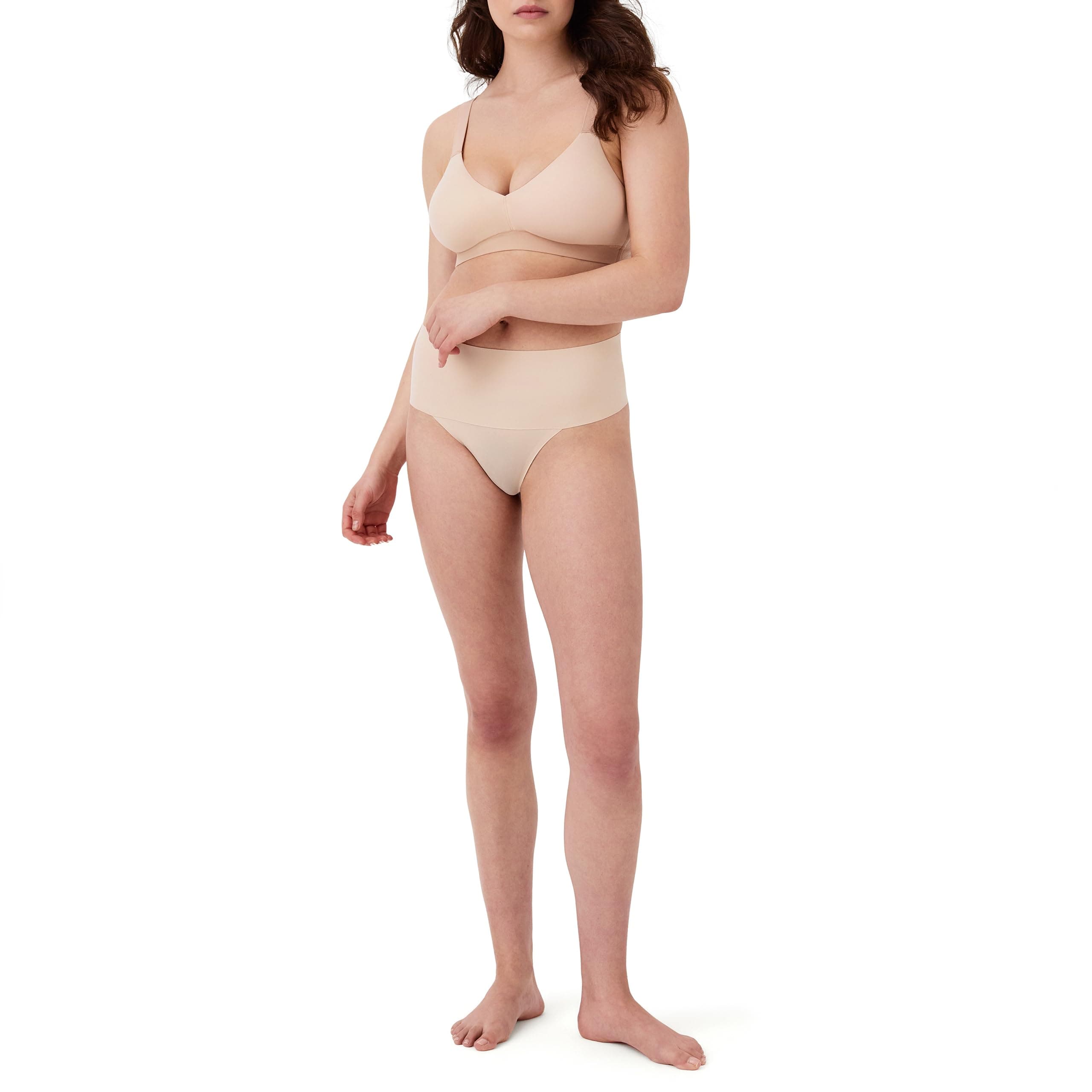 SPANX SPANXsupersmooth Undie-tectable Thong - Comfortable Core Control - Invisible Shapewear - Women No Show Thong Underwear - Soft Nude - X-Large