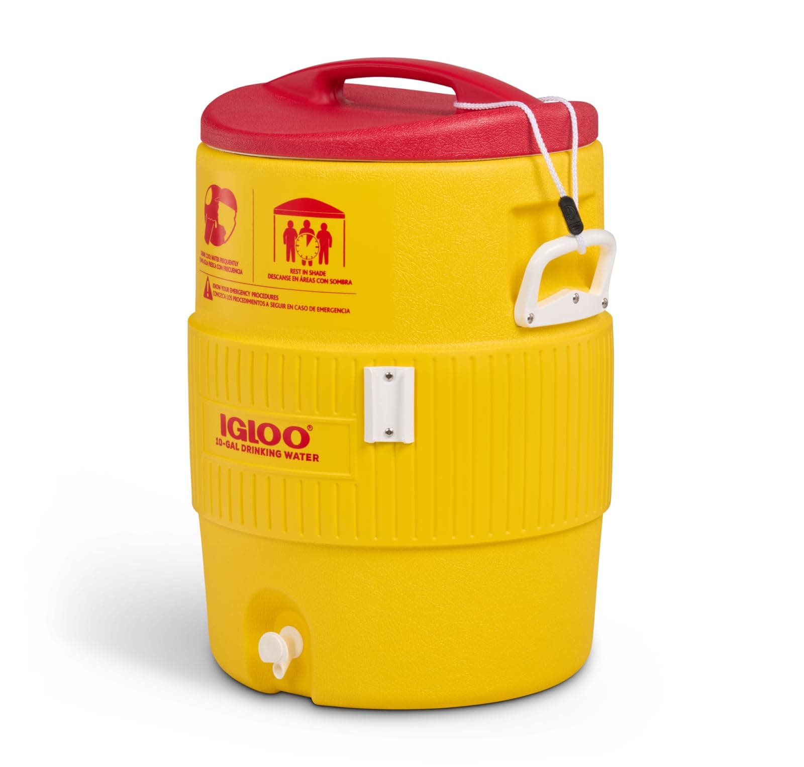 Igloo Industrial Beverage Cooler, 10 gallon, Yellow/Red/White