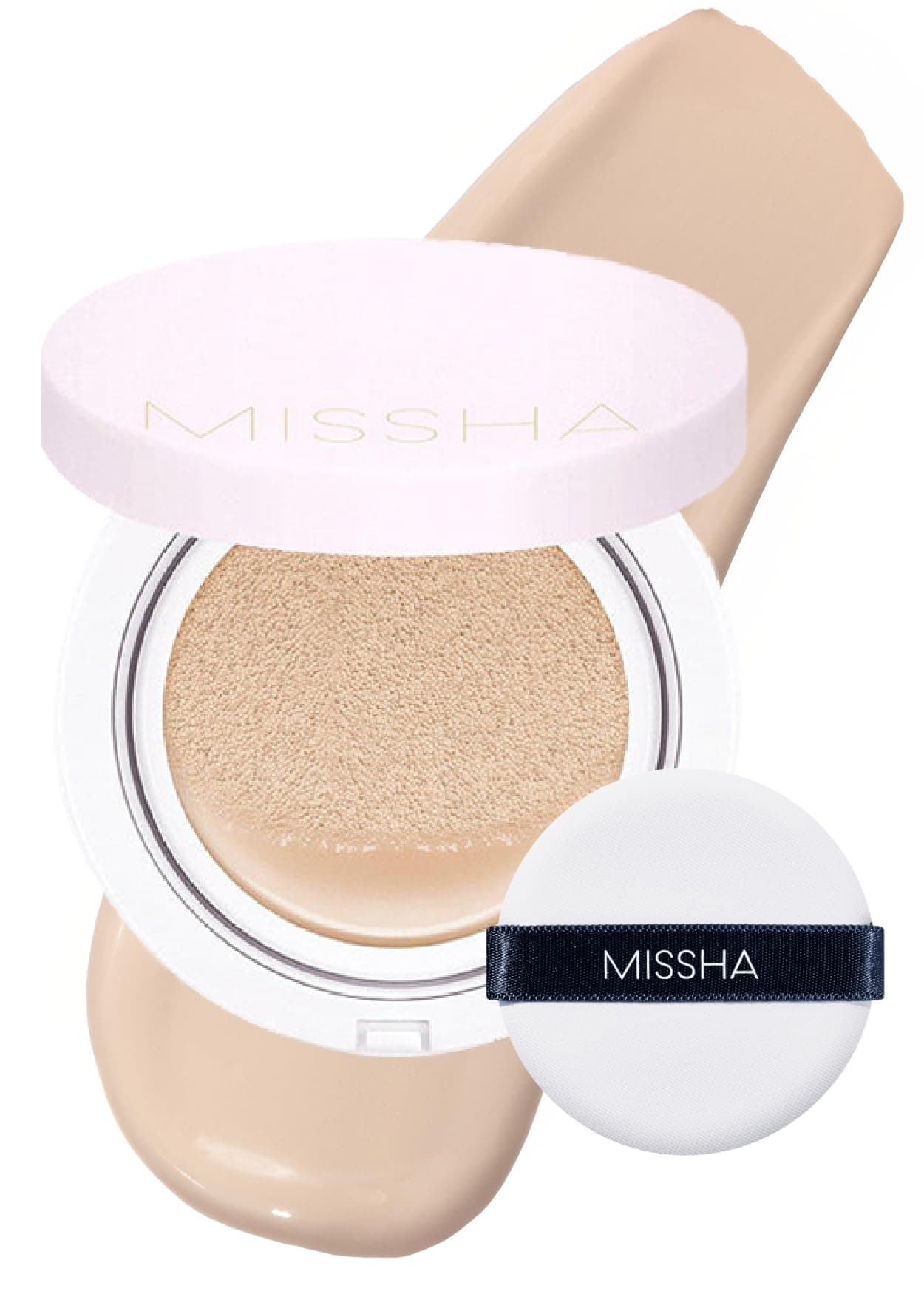 Magic Cushion Foundation No.21 Light Beige for Bright Skin - Flawless Coverage, Dewy Finish, Easy Application for All Skin Types