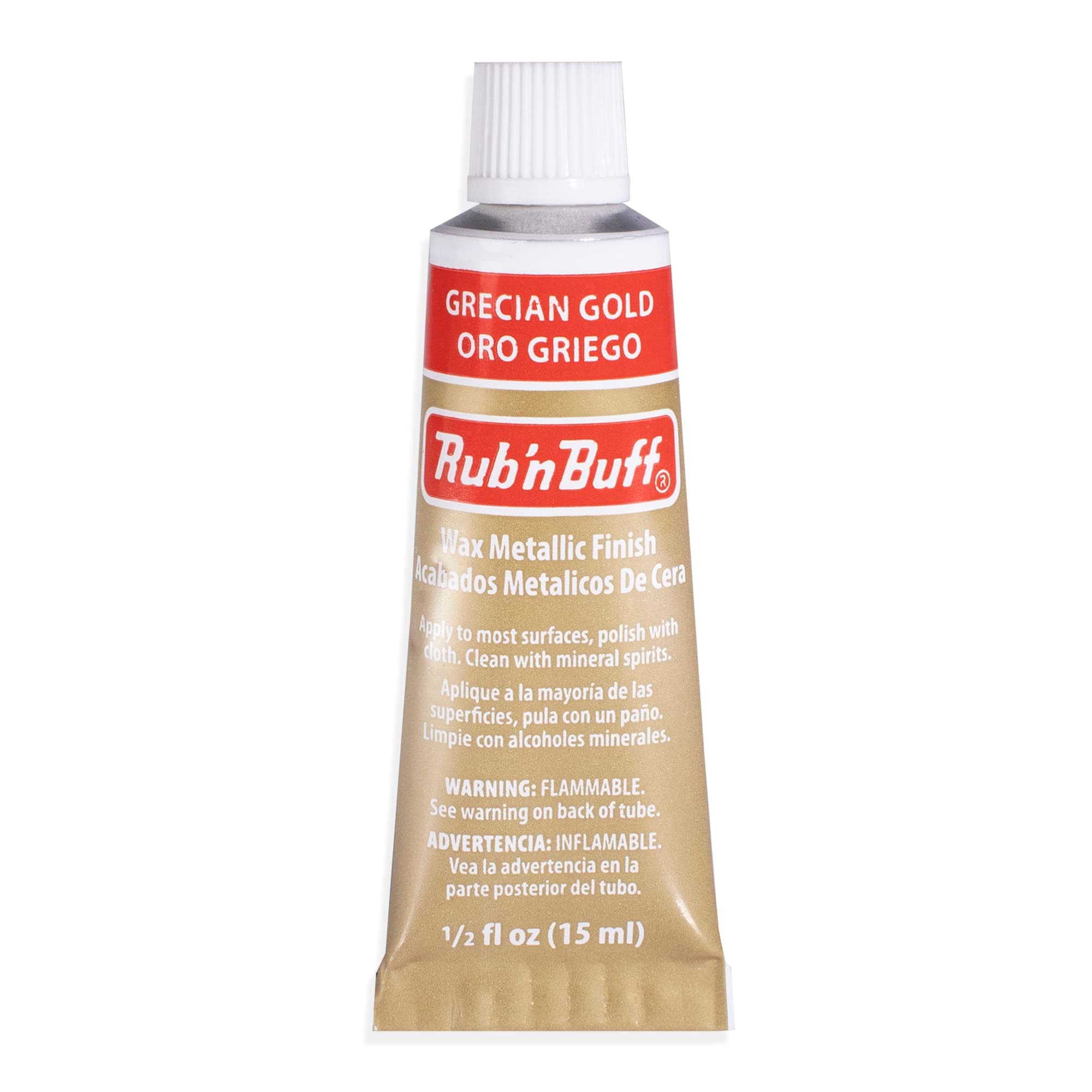 Rub n Buff Wax Metallic Finish - Rub n Buff Grecian Gold 15ml Tube - Versatile Gilding Wax for Finishing Furniture Antiquing and Restoration - Rub and Buff Colors Single Tube