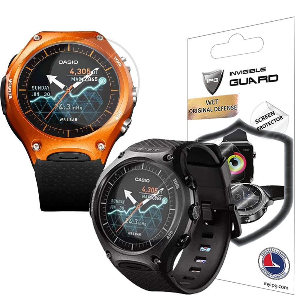 IPG for Casio WSD - F10 Outdoor Watch Screen Protector (2 Units) Invisible Ultra HD Clear Film Anti Scratch Skin Guard - Smooth/Self-Healing/Bubble -Free by IPG
