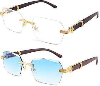 Rimless Rectangle Sunglasses Men Women Retro Frameless Square Shade Y2k Sun Glasses Tinted Eyewear