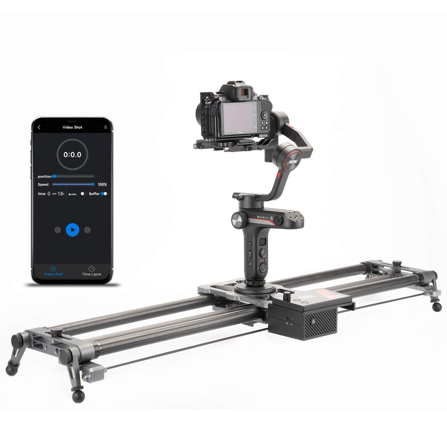 60cm/23inch Motorized Camera Slider, Carbon Fiber Motor Rail Slider, Video Mode & Time-Lapse Photography, 4-Axis linkage with Ronin RS 2/RS 3 Pro Stabilizer, 44lb Horizontal Load