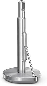 simplehuman Tension Arm Standing Paper Towel Holder, Heavy-Duty, Easy One-Handed Tear, Kitchen Countertop, Brushed Stainless Steel