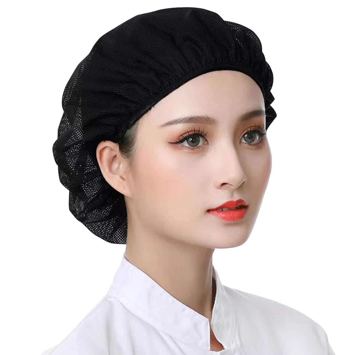 6pcs Unisex Elastic Chef Hat Kitchen Cooking Hat Food Service Hair Nets Adjustable Mesh Cap