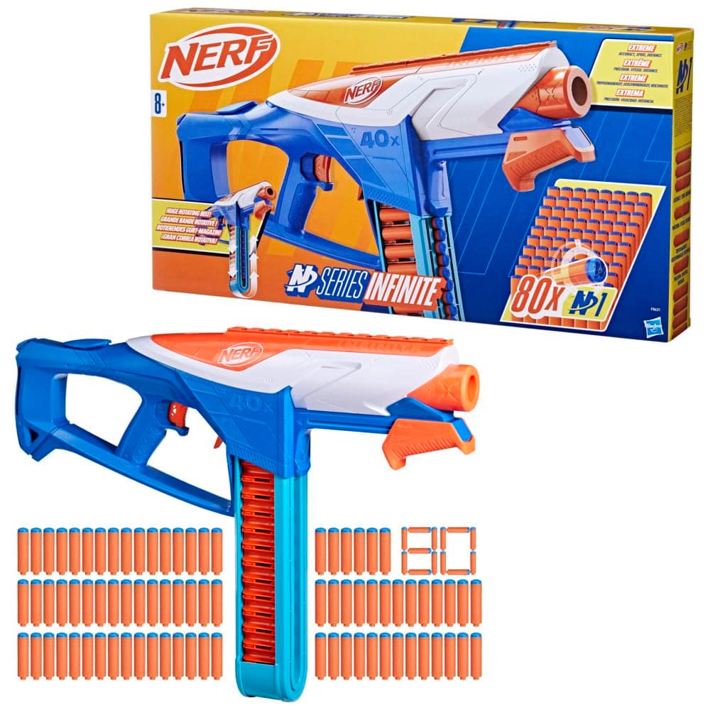 N Series Infinite Blaster Toy for 8+ Year Old Kids, Dart Launcher with 80 Official N1 Foam Darts