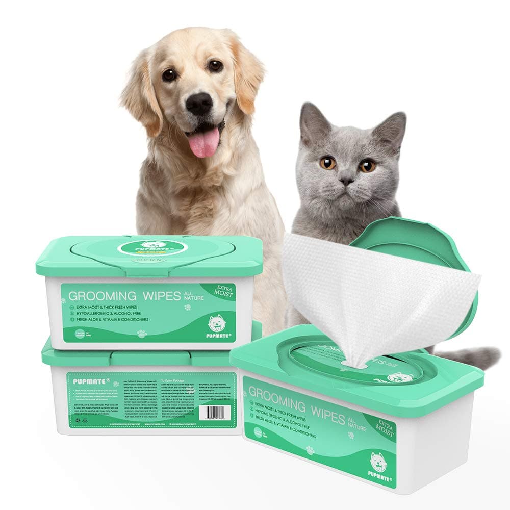 Pet Wipes for Dogs & Cats, Extra Moist & Thick Grooming Puppy Wipes with 100 Fresh Counts, Aloe Vera/Nature