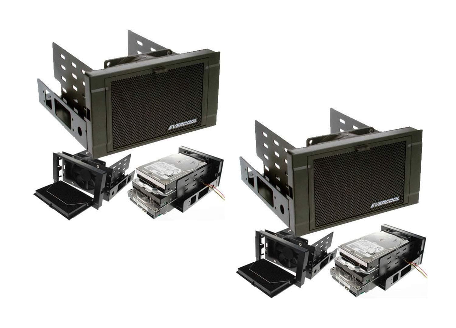 AmamaxEverCool HD-AR-B(Pack of 2) Dual 5.25 in. Drive Bay to Triple 3.5 in. HDD Cooling Box