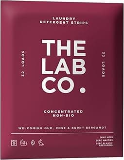 The Lab Co. Laundry Detergent Strips Sheets Eco Ultra-Concentrated Non-Bio Welcoming Oud Rose Bergamot Patchouli. For Hand and Machine Washing. For up 32 Loads