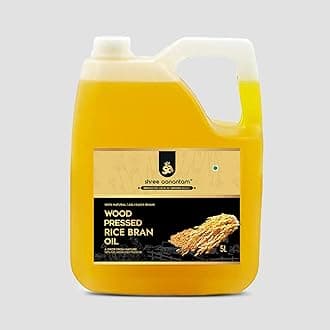 Shree Aanantam Cold Pressed Rice Bran Oil - 5 Liter | Bottle | Kolhu/Kacchi Ghani/Chekku | 100% Pure & Natural | Chemical-Free | Wood Pressed Rice Bran Oil for Cooking (5l (Pack of 1))