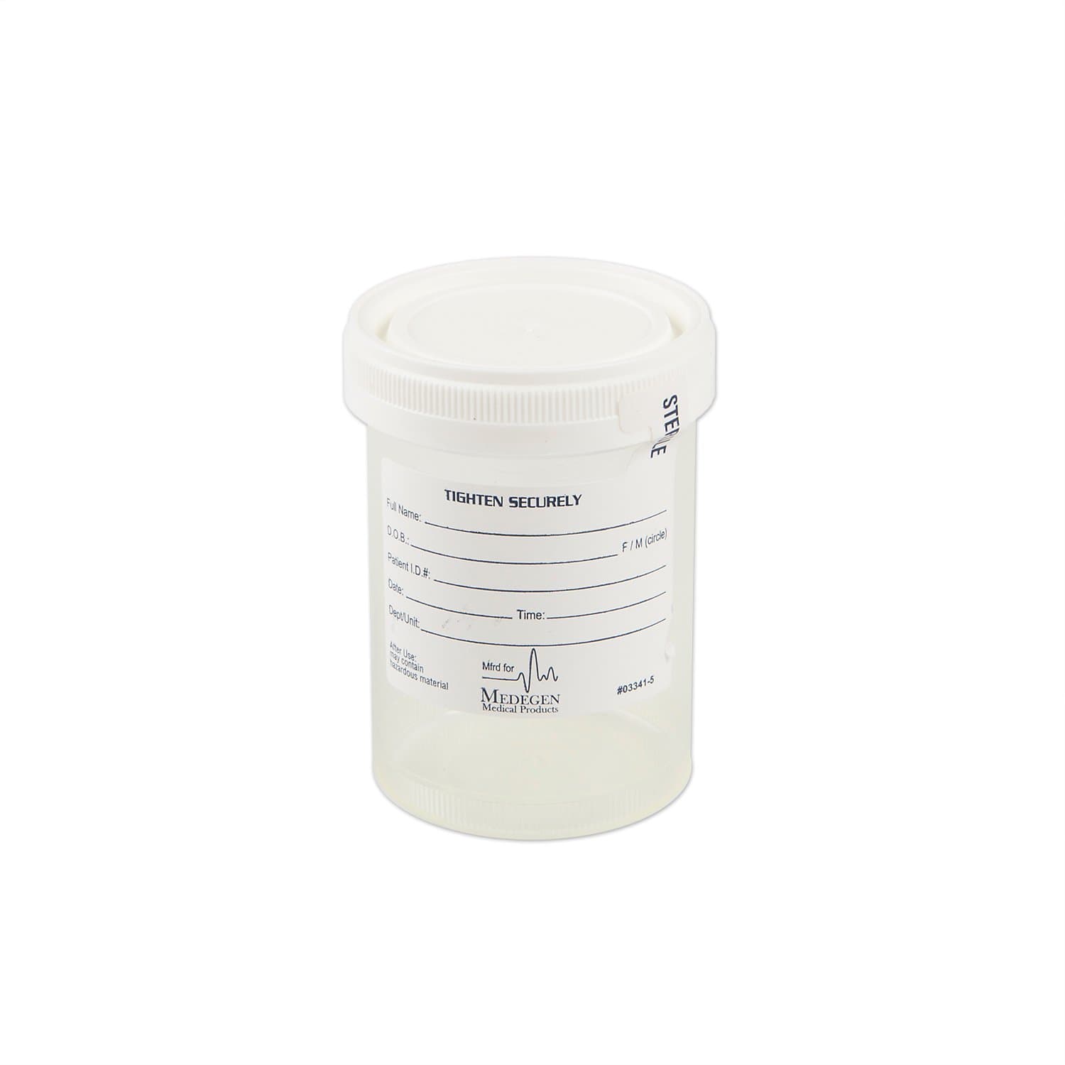 Leak-Resistant Urine/Specimen Cup 3oz Sterile w/White Lid Sterile Seal Label, 100/bg