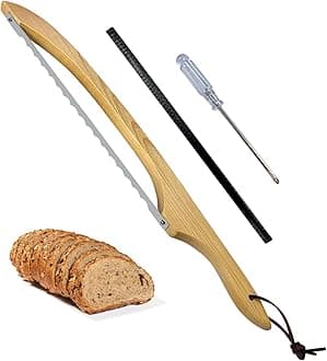 Sourdough Bread Knife for Slicing, Wooden Bread Slicer Bow Saw Cutter for Homemade Easy Cutting,Sourdough Knives Baking Supplies (Natural Wood)
