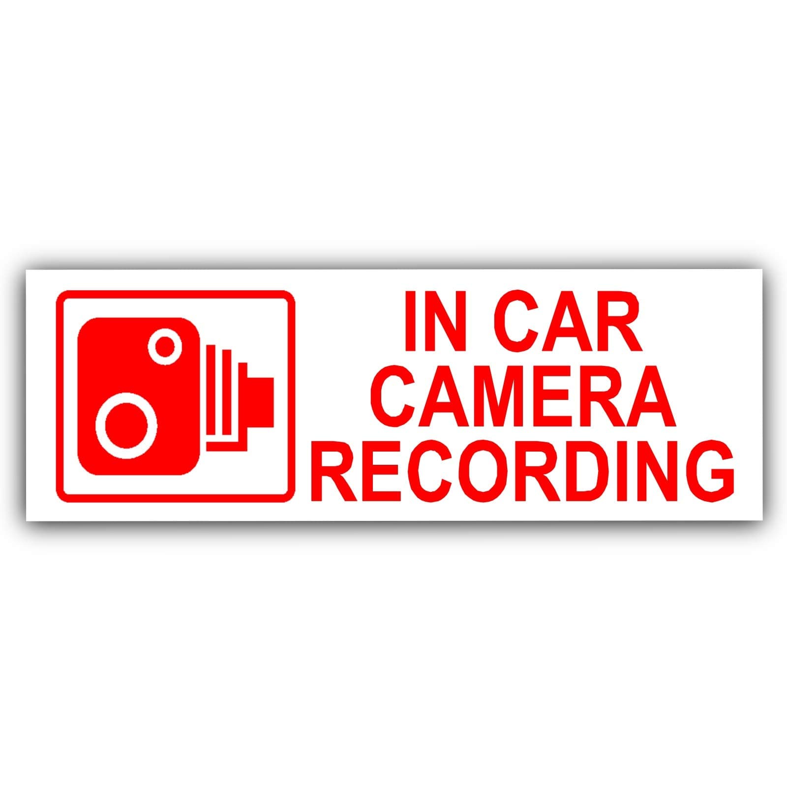 5 x Small in Car Camera Recording-Red on White-Security Stickers-3.4x1.2 INCHES-Dashboard CCTV Sign-Van,Lorry,Truck,Taxi,Bus,Mini Cab,Minicab-Go Pro,Dashcam