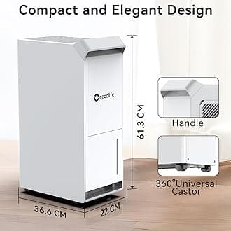 Electric Dehumidifier 20 L/24 Hours for 40 m² with Digital Display, 24H Timer, 3 Operating Modes, Tumble Drying, Against Moisture, Mould, for Large and Medium Rooms