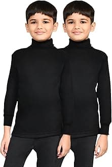 Lux Cott's Wool Boys High-Neck Full Sleeves Thermal Top | High Neck Thermal Top for Boys | Pack of 2