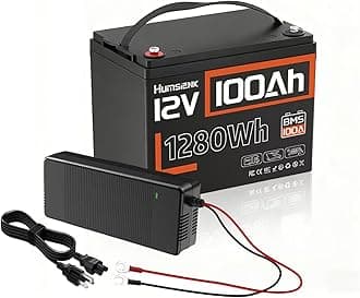 HumsiENK 12V 100Ah LiFePO4 Battery Group 24-100A BMS with Low Temp Cutoff | 15000+ Deep Cycles for RV Solar Marine | Off-Grid Backup Power Rechargeable Lithium Battery, Incl. 14.6V 20A Charger